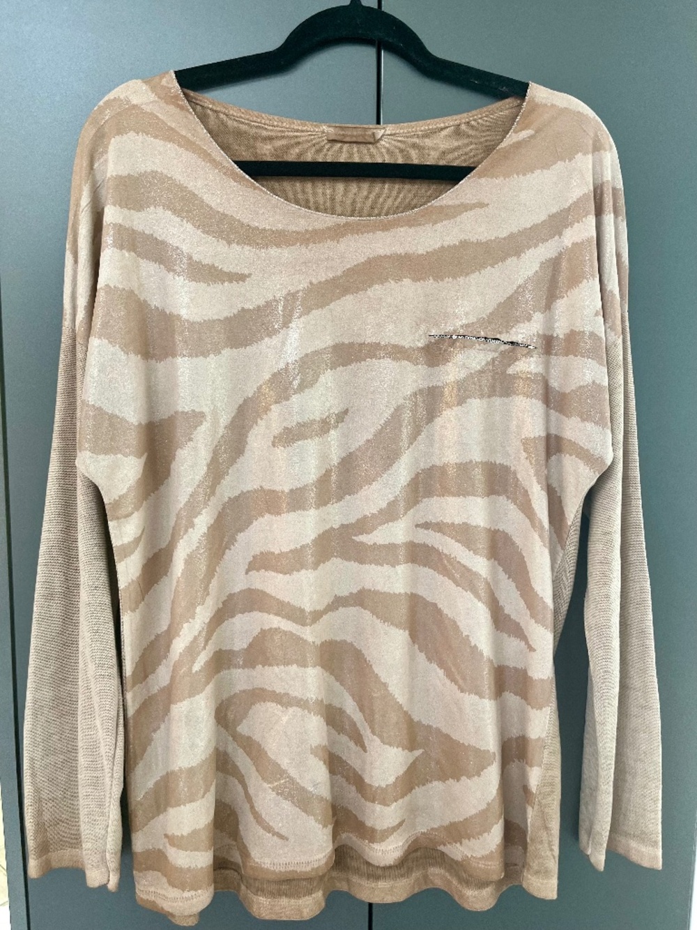Zebra long sleeve brown/tan top